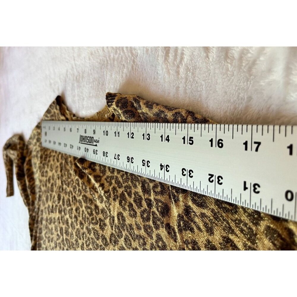 August Silk Knits Metallic Animal Print Sweater Womens Medium Brown Pullover - Picture 5 of 7